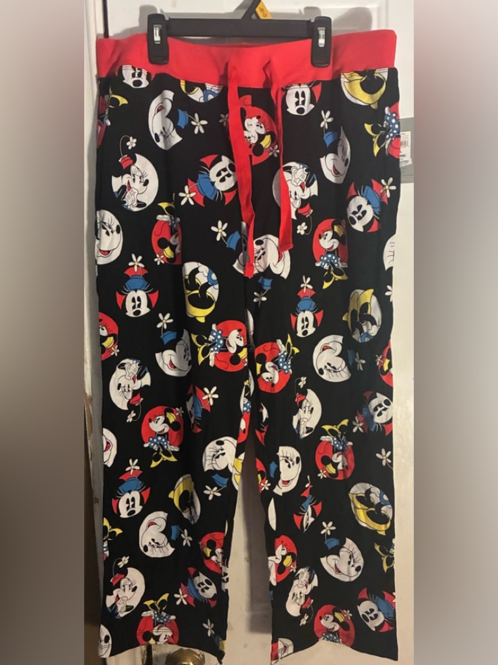 Minnie Mouse Print Pajama Pants - Black with Red, NWT women size 12-14 large